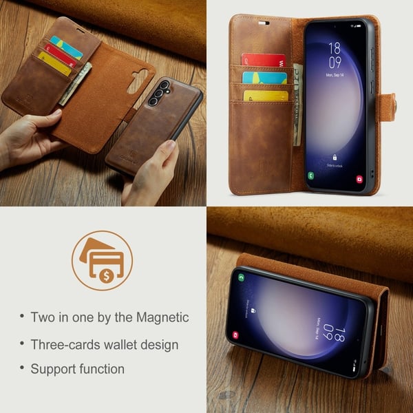 DG.MING 2-i-1 Magnetiskt Plånboksfodral Samsung Galaxy A55 Cognac