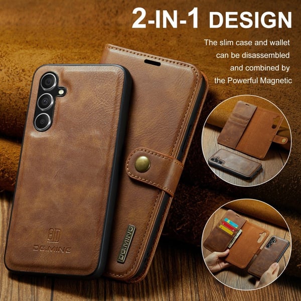 DG.MING 2-in-1 Magnet Wallet Samsung Galaxy A35 Cognac