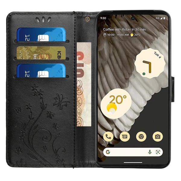 Läderfodral Fjärilar Google Pixel 8 Pro Svart