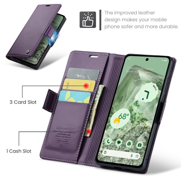 CaseMe Slim Plånboksfodral RFID-skydd Google Pixel 8a Lila