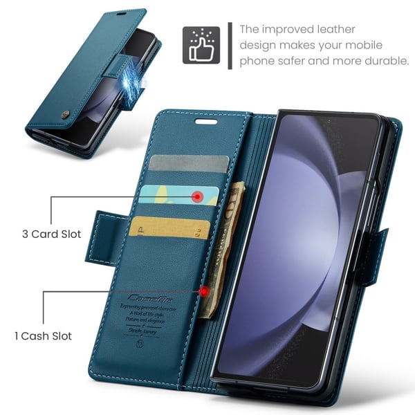 CaseMe Slim Plånboksfodral RFID-skydd Samsung Galaxy Z Fold 6 Blå