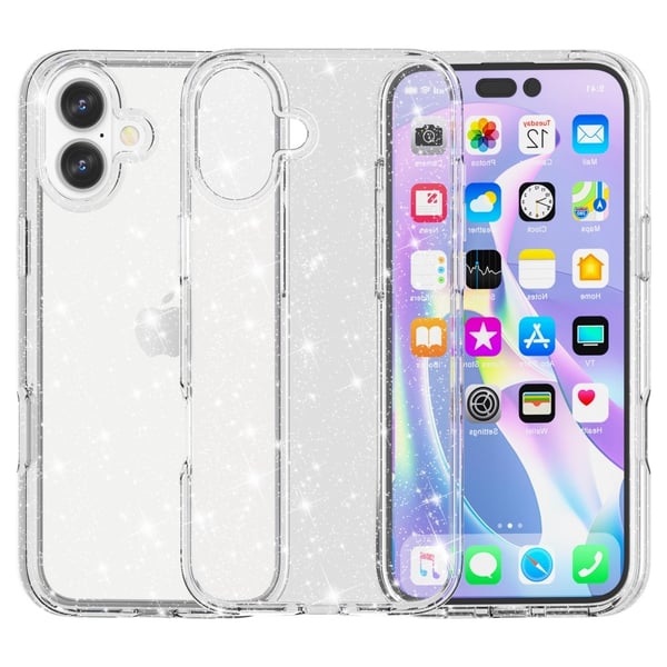 iPhone 16 Plus Skal Glitter Transparent