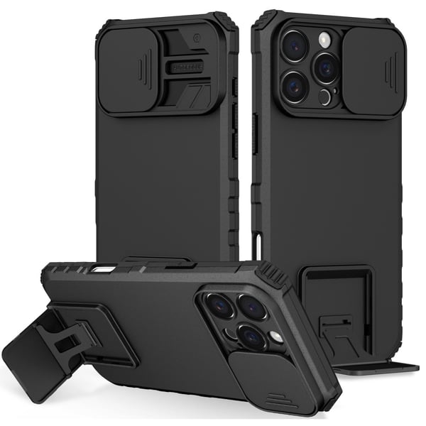 Kickstand Skal iPhone 16 Pro Kameraskydd Svart
