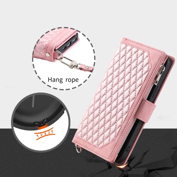 iPhone 16 Pro Plånboksväska Vadderad Rosa