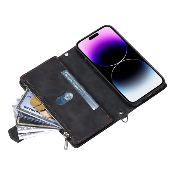 iPhone 16 Pro Max Plånboksväska Vadderad Svart