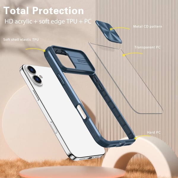 Edge Skal Kameraskydd iPhone 16 Blå
