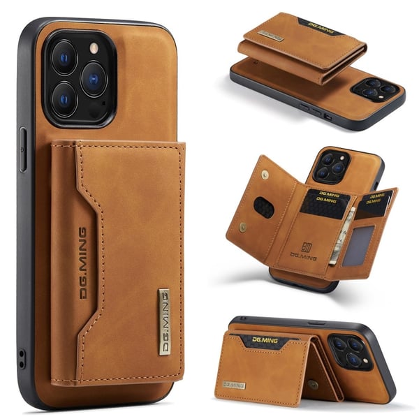 DG.MING 2 in 1 Magnetic Card Slot Case iPhone 16 Pro Cognac