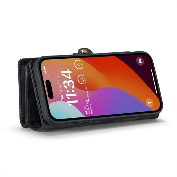 CaseMe Multi-Slot 2 i 1 Plånboksfodral iPhone 16 Pro Svart