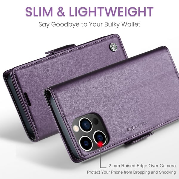 CaseMe Slim Plånboksfodral RFID-skydd iPhone 16 Pro Lila