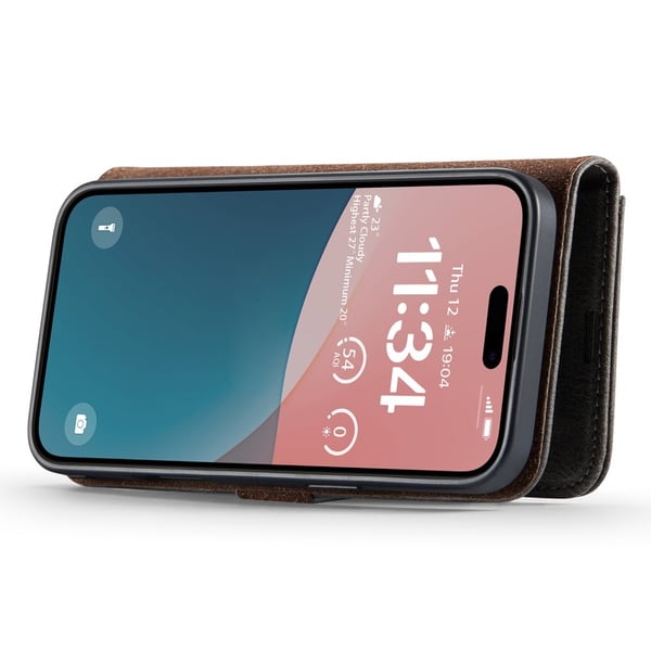 DG.MING 2-in-1 Magnet Wallet iPhone 16 Plus Brown