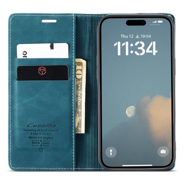 CaseMe Slim Plånboksfodral iPhone 16 Plus Blå