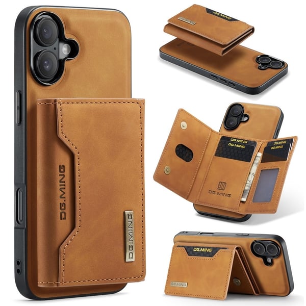 DG.MING 2-i-1 Magnetiskt Skal Med Kortfack iPhone 16 Cognac DG.MING 2-i-1 Magnetiskt Skal Med Kortfack iPhone 16 Cognac