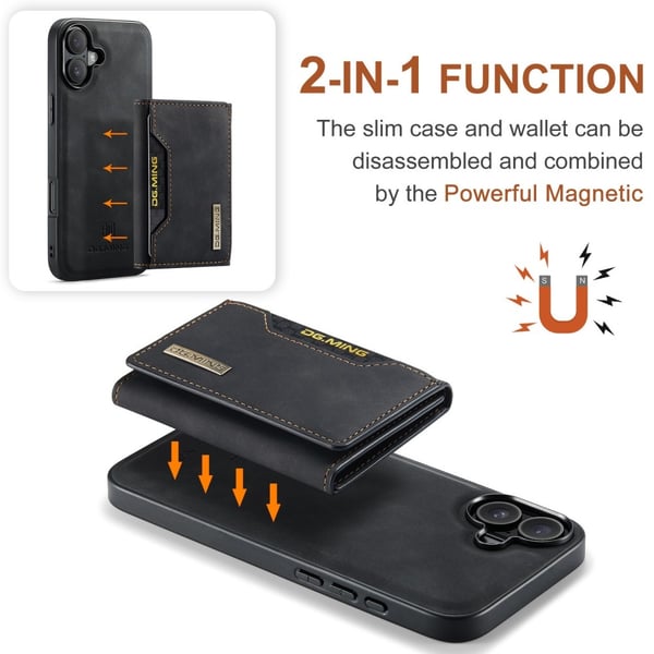 DG.MING 2-i-1 Magnetiskt Skal Med Kortfack iPhone 16 Svart