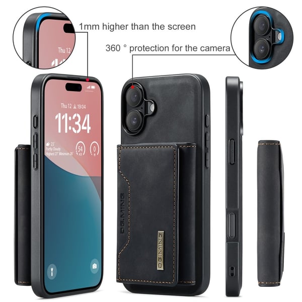 DG.MING 2-i-1 Magnetiskt Skal Med Kortfack iPhone 16 Svart