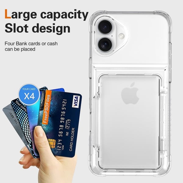 Skal Kortfack Kickstand iPhone 16 Plus Transparent