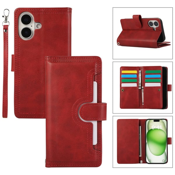 Plånboksfodral Multi-Slot iPhone 16 Röd