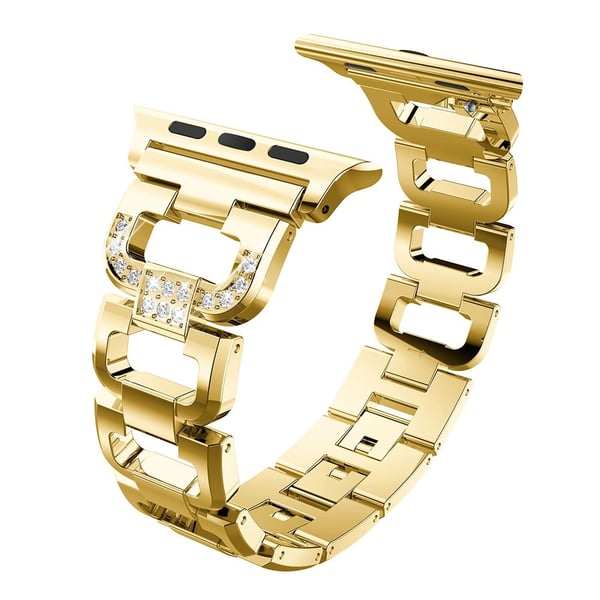 Rhinestone Metallarmband Apple Watch Series 10 46mm Guld