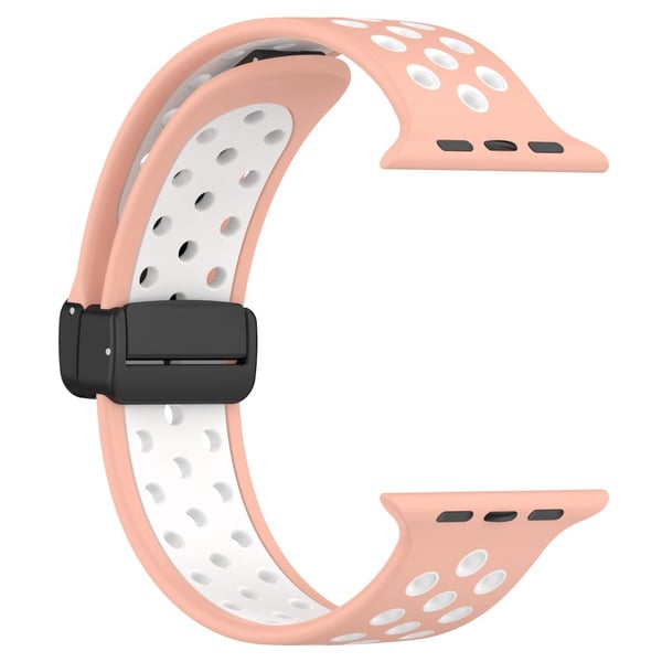 Silikonarmband Sport Apple Watch Series 10 46mm Rosa/Vit