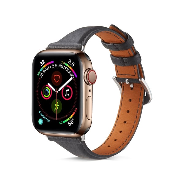 Smalt Läderarmband Apple Watch Series 10 46mm Svart Smalt Läderarmband Apple Watch Series 10 46mm Svart