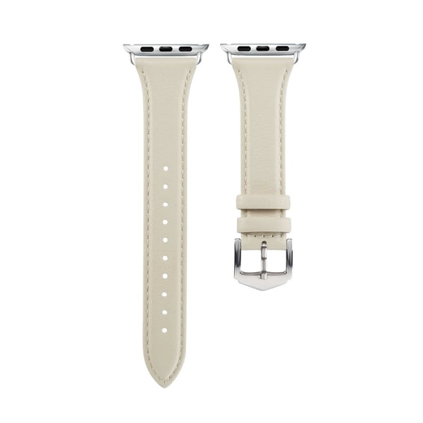 Smalt Läderarmband Apple Watch Series 10 46mm Vit
