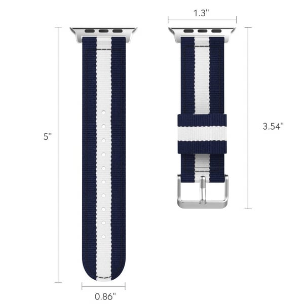 Nylonarmband Apple Watch Series 10 46mm Blå/Vit