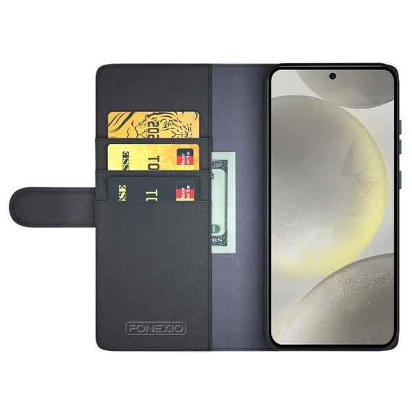 Äkta Läderfodral Samsung Galaxy S24 FE Svart