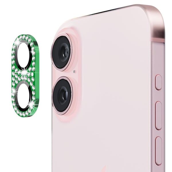 Hat Prince Glitter Kameraskydd iPhone 16 Plus Grön