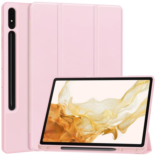 Samsung Galaxy Tab S10 Plus Fodral Tri-Fold Med Pen-hållare Rosa