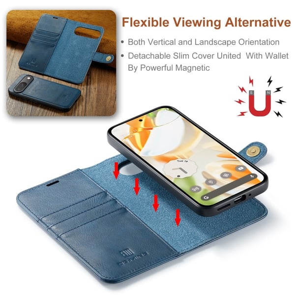 DG.MING 2-in-1 Magnet Wallet Google Pixel 9 Pro Blue