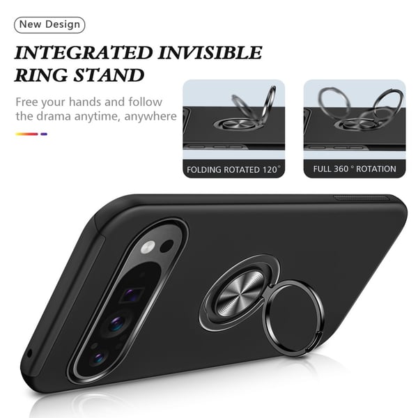 Google Pixel 9 Pro XL Skal Med Magnetisk Ringhållare Svart