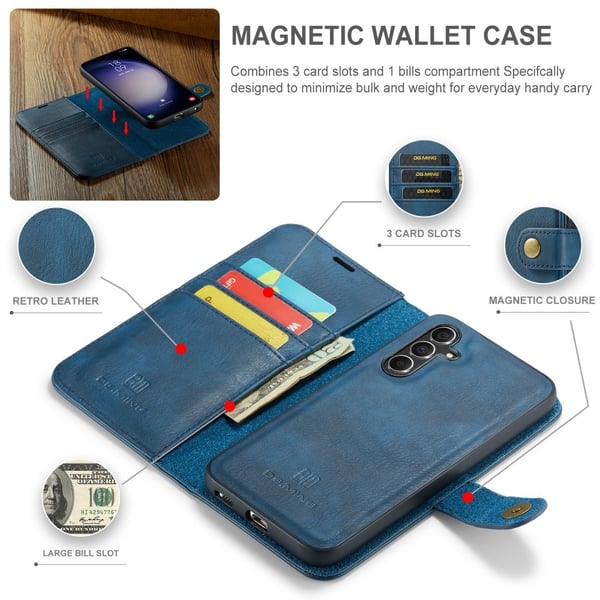DG.MING 2-in-1 Magnet Wallet Samsung Galaxy S25 Blue