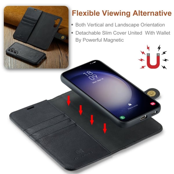 DG.MING 2-in-1 Magnet Wallet Samsung Galaxy S25 Plus Black