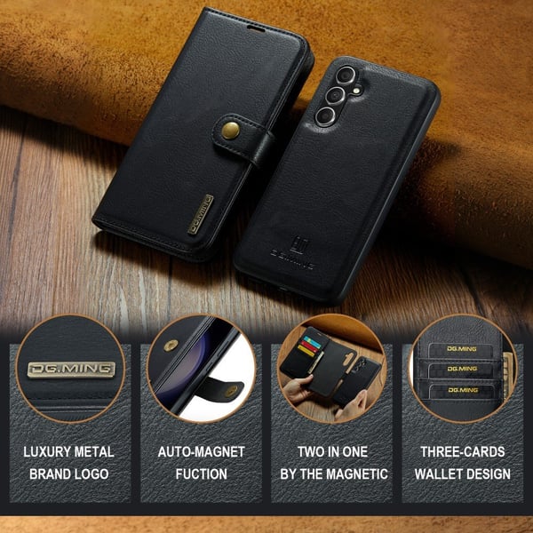 DG.MING 2-in-1 Magnet Wallet Samsung Galaxy S25 Plus Black