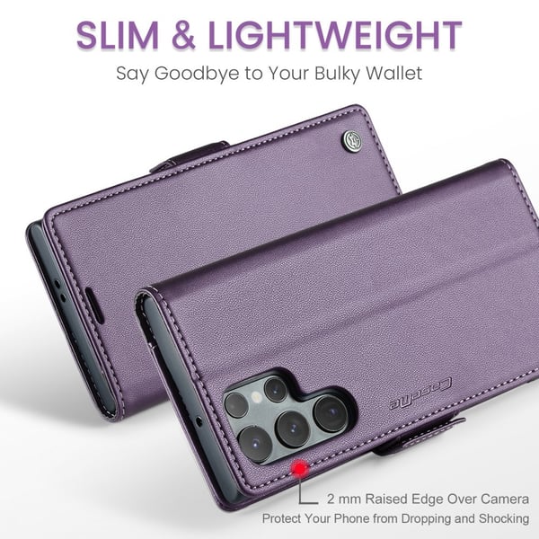 CaseMe Slim Plånboksfodral RFID-skydd Samsung Galaxy S25 Ultra Lila