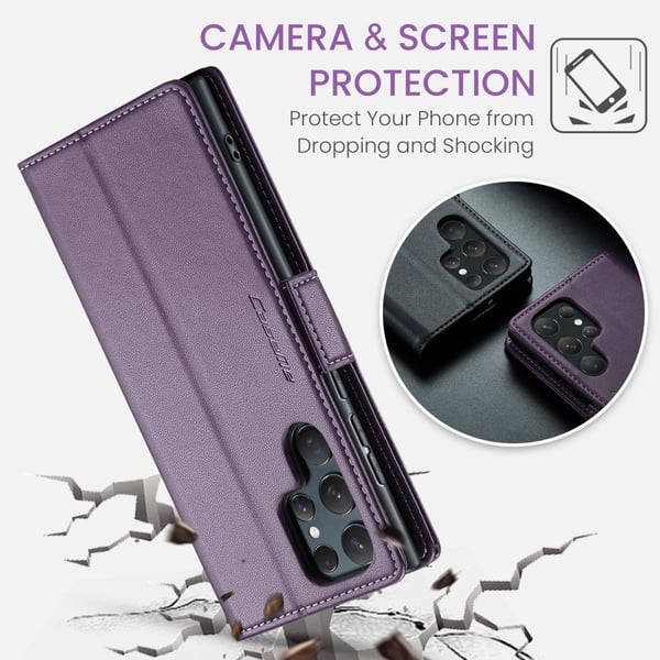 CaseMe Slim Plånboksfodral RFID-skydd Samsung Galaxy S25 Ultra Lila