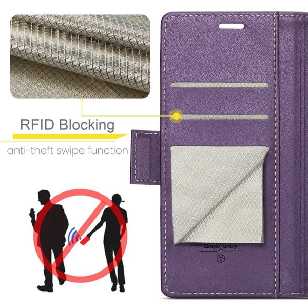 CaseMe Slim Plånboksfodral RFID-skydd Samsung Galaxy S25 Ultra Lila