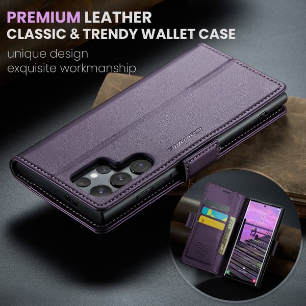 CaseMe Slim Plånboksfodral RFID-skydd Samsung Galaxy S25 Ultra Lila