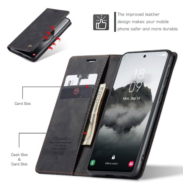 CaseMe Slim Plånboksfodral Samsung Galaxy S25 Svart