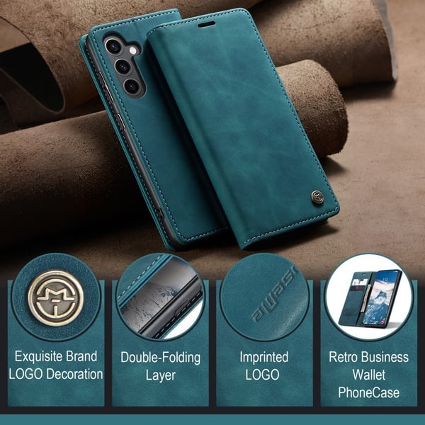 CaseMe Slim Plånboksfodral Samsung Galaxy S25 Blå