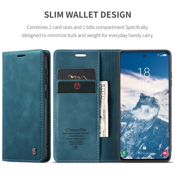 CaseMe Slim Plånboksfodral Samsung Galaxy S25 Blå