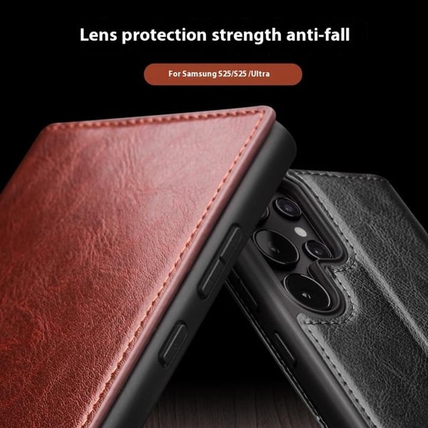 Qialino Leather Wallet Case Samsung Galaxy S25 Ultra Brown