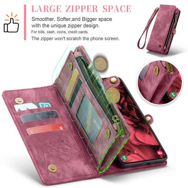 CaseMe Multi-Slot 2 i 1 Plånboksfodral Galaxy S25 Röd