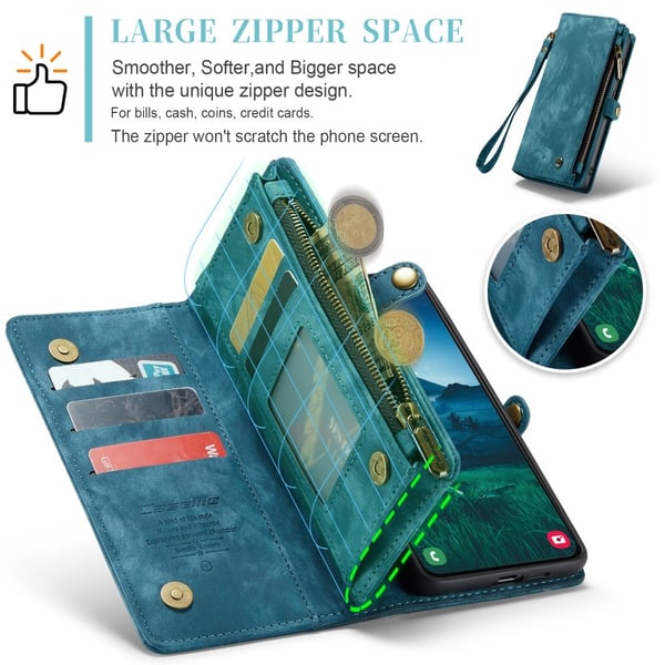 CaseMe Multi-Slot 2 i 1 Plånboksfodral Galaxy S25 Plus Blå
