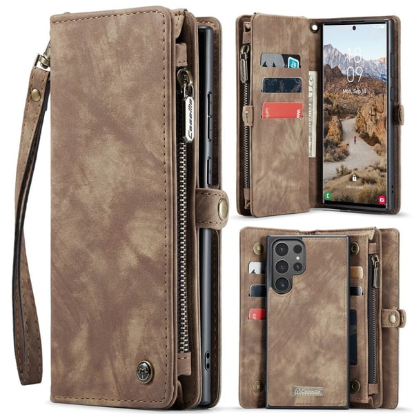 CaseMe Multi-Slot 2 i 1 Plånboksfodral Galaxy S25 Ultra Brun