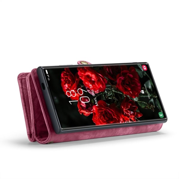 CaseMe Multi-Slot 2 i 1 Plånboksfodral Galaxy S25 Ultra Röd