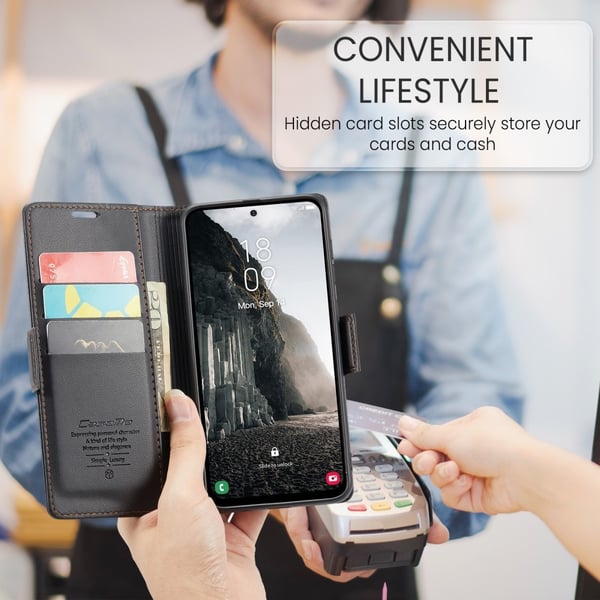 CaseMe Slim Plånboksfodral RFID-skydd Samsung Galaxy A56 Svart