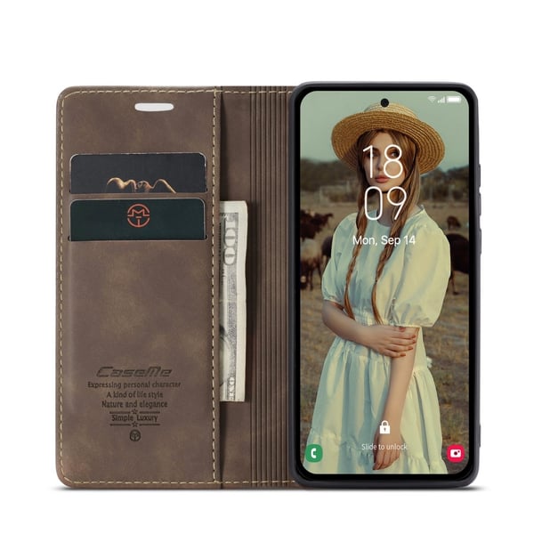 CaseMe Slim Plånboksfodral Samsung Galaxy A56 Brun