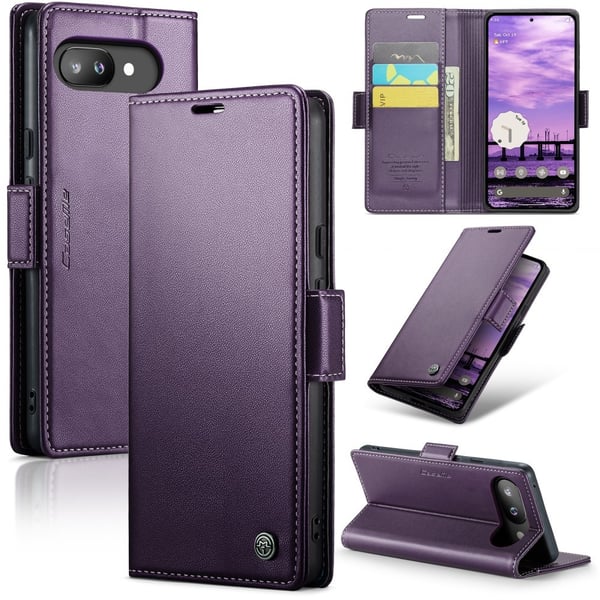 CaseMe Slim Plånboksfodral RFID-skydd Google Pixel 9a Lila CaseMe Slim Plånboksfodral RFID-skydd Google Pixel 9a Lila