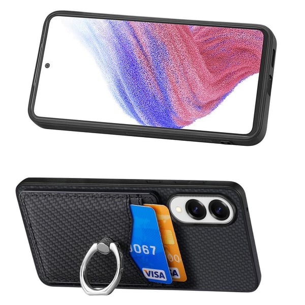 Skal Samsung Galaxy S25 Edge Kortfack + Ring Kolfibertextur