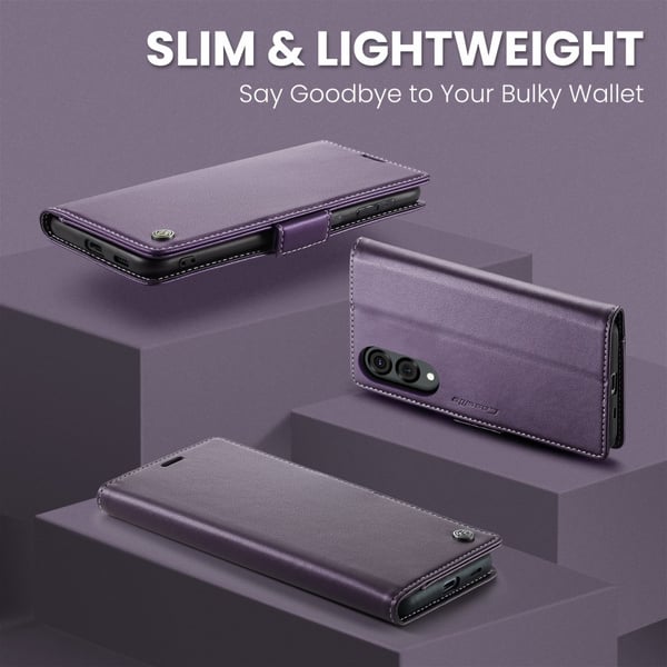 CaseMe Slim Plånboksfodral RFID-skydd Samsung Galaxy S25 Edge Lila